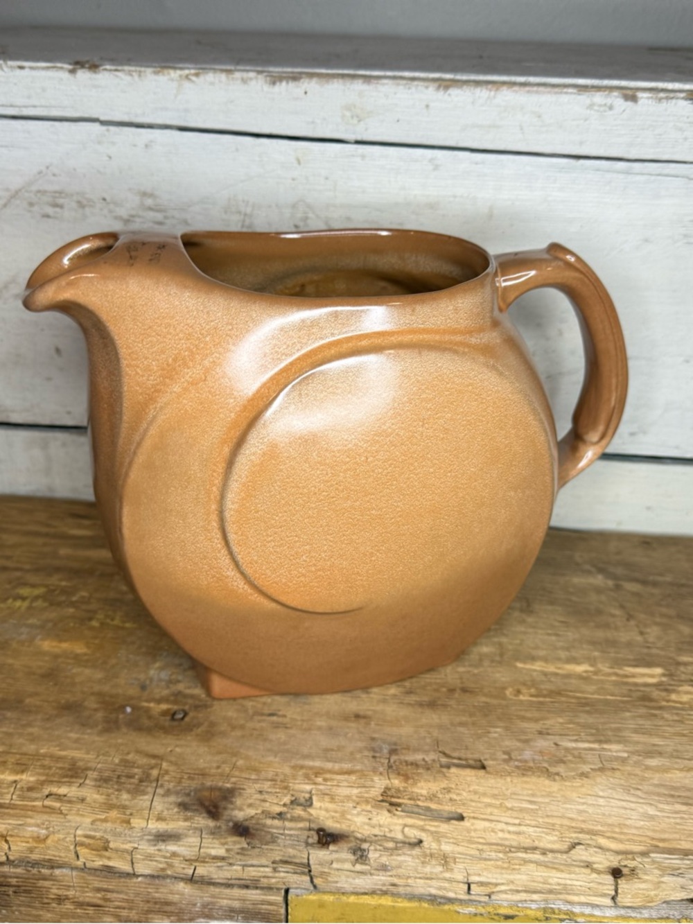 Vintage 1950's Frankoma Pottery Pitcher, Lazy Bones Brown Satin, MCM